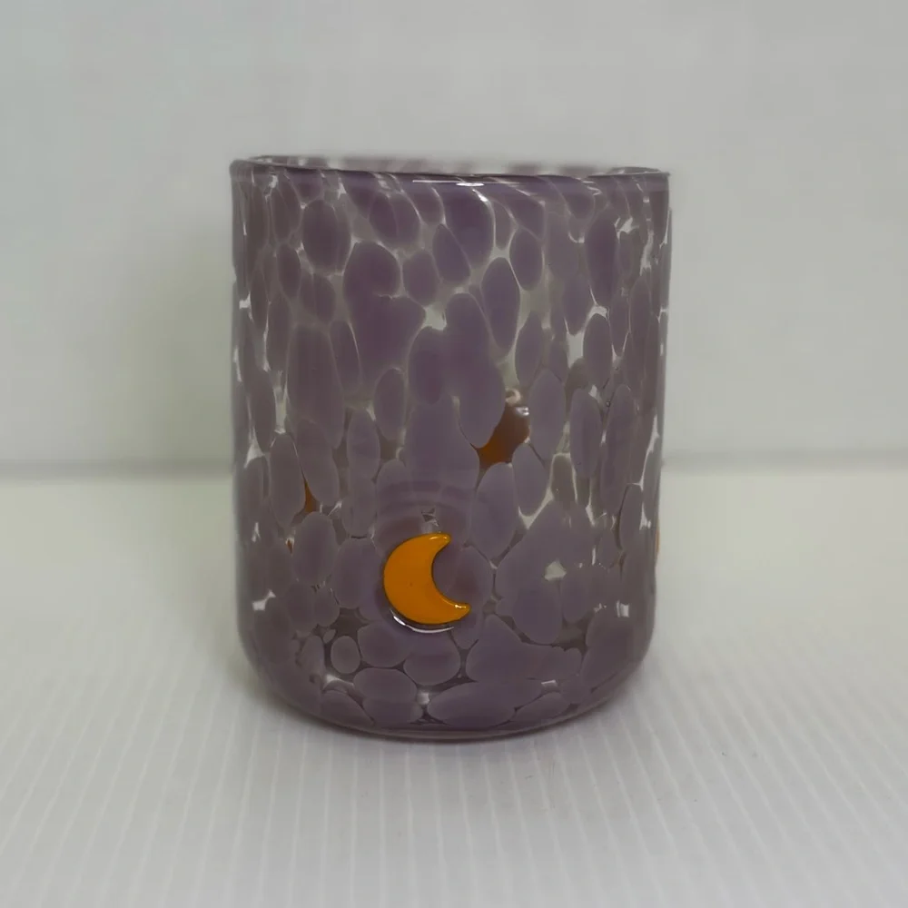 Anthropologie Halloween  Mystic Icon Juice Glass Moon Purple 17 Oz New